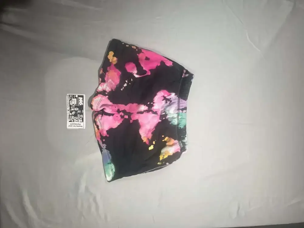 Justice Girls Multicolor Tie-Dye Fleece Shorts with Peace Sign Graphic, Size 7/8